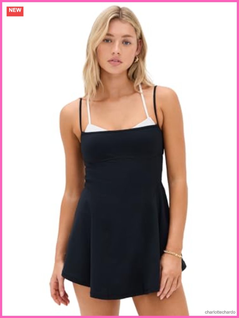 Lightweight Activewear Tennis Dress With Built-In Bodysuit And Open Back